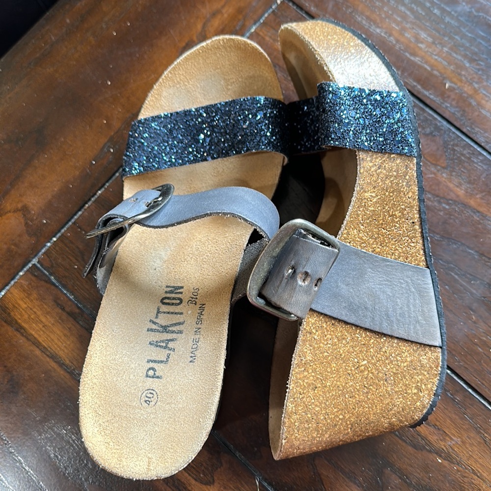 Women's Sandals with Glitter Strap - Black - Picture 3 of 6